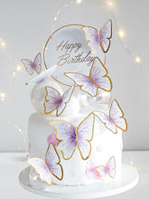 Load image into Gallery viewer, Happy Birthday Butterfly Theme Cake ToppersHandmade Painted Wedding Birthday Party Cake Decoration Party Baking Supplies Gift
