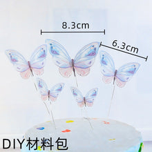 Load image into Gallery viewer, Happy Birthday Butterfly Theme Cake ToppersHandmade Painted Wedding Birthday Party Cake Decoration Party Baking Supplies Gift
