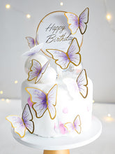 Load image into Gallery viewer, Happy Birthday Butterfly Theme Cake ToppersHandmade Painted Wedding Birthday Party Cake Decoration Party Baking Supplies Gift
