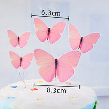 Load image into Gallery viewer, Happy Birthday Butterfly Theme Cake ToppersHandmade Painted Wedding Birthday Party Cake Decoration Party Baking Supplies Gift
