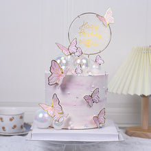 Load image into Gallery viewer, Happy Birthday Butterfly Theme Cake ToppersHandmade Painted Wedding Birthday Party Cake Decoration Party Baking Supplies Gift
