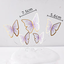 Load image into Gallery viewer, Happy Birthday Butterfly Theme Cake ToppersHandmade Painted Wedding Birthday Party Cake Decoration Party Baking Supplies Gift
