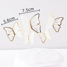 Load image into Gallery viewer, Happy Birthday Butterfly Theme Cake ToppersHandmade Painted Wedding Birthday Party Cake Decoration Party Baking Supplies Gift

