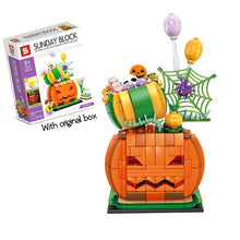 Load image into Gallery viewer, Happy Halloween Pumpkin Lighting Hut Bricks Sets Creative Pumpkin Ghosts Party House Model Building Block Kids Boys Toys Gifts
