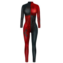 Load image into Gallery viewer, Harleen Quinzel Superhero Jumpsuit Catsuit Sexy Women Cosplay Costumes Halloween Bodysuit
