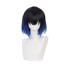 Load image into Gallery viewer, Hashibira Inosuke Short Blue Ombre Wig Demon Slayer Kimetsu no Yaiba Heat Resistant Hair Cosplay Costume Wigs + Free Wig Cap
