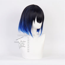 Load image into Gallery viewer, Hashibira Inosuke Short Blue Ombre Wig Demon Slayer Kimetsu no Yaiba Heat Resistant Hair Cosplay Costume Wigs + Free Wig Cap
