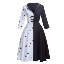 Load image into Gallery viewer, Movie Cruella De Ville Cosplay Costume Women Girls Gown Black White Dress with Gloves Wig Halloween Carnival Party Costumes
