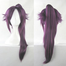 Load image into Gallery viewer, BLEACH Shihouin Yoruichi Cosplay Wigs High-temperature Fiber Synthetic Hair Purple Mixed Long Chip Ponytail + Wig Cap
