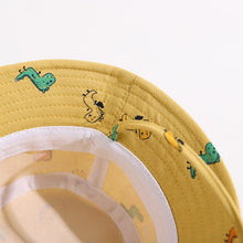 Load image into Gallery viewer, Dinosaur Print Baby Hat Cute Cartoon Cotton Toddler Boys Girls Bucket Hat Summer Autumn Kids Fisherman Beach Sun Hat
