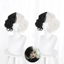 Load image into Gallery viewer, Movie Cruella De Ville Cosplay Costume Women Girls Gown Black White Dress with Gloves Wig Halloween Carnival Party Costumes
