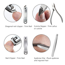 Load image into Gallery viewer, Professional Manicure Kit 8PCS Stainless Steel Nail Clippers Set Pedicure Set Nail Grooming Kit Travel Nail Tool For Women &amp; Men
