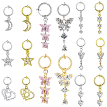 Load image into Gallery viewer, Heart shaped fake belly button ring belly button butterfly clip
