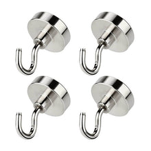 Load image into Gallery viewer, Heavy Duty Magnetic Hook, Strong Neodymium Magnets Hook for Home, Kitchen, Workplace,etc ,D16mm Hold up to 80Pounds, Pack of 4
