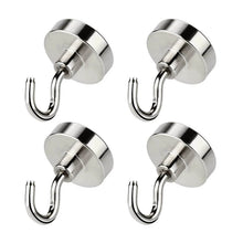 Load image into Gallery viewer, Heavy Duty Magnetic Hook, Strong Neodymium Magnets Hook for Home, Kitchen, Workplace,etc ,D16mm Hold up to 80Pounds, Pack of 4
