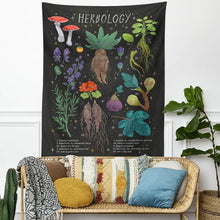 Load image into Gallery viewer, Herbology Botanical Tapestry Wall Hanging Witchcraft Mushroom Plant Illustration Tapestry Boho Hippie Wall Art Aesthetics Decor
