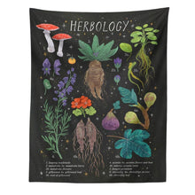 Load image into Gallery viewer, Herbology Botanical Tapestry Wall Hanging Witchcraft Mushroom Plant Illustration Tapestry Boho Hippie Wall Art Aesthetics Decor
