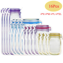 Load image into Gallery viewer, Reusable Mason Jar Bottles Bags Nuts Candy Cookies Bag Waterproof Seal Fresh Food Storage Bag Snacks Sandwich Zip Lock Bags
