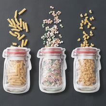 Load image into Gallery viewer, Reusable Mason Jar Bottles Bags Nuts Candy Cookies Bag Waterproof Seal Fresh Food Storage Bag Snacks Sandwich Zip Lock Bags
