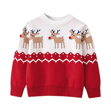 Load image into Gallery viewer, Autumn Fall Winter Girls Boys Knit Sweater Christmas Outifts Elk Print Knitted Sweaters Screw Neck Warm Pullover Clothes 2-7T
