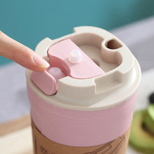 Load image into Gallery viewer, Travel Coffee Mug Eco-friendly Bamboo Fiber Coffee Cup Silicone Ring Lid Christmas Gift Mugs 420ml
