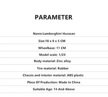 Load image into Gallery viewer, 1:24 Lamborghini Aventador LP610-4 sports car simulation alloy car model crafts decoration collection toy tools gift
