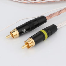 Load image into Gallery viewer, HiFi 8TC 7N OCC PHONO Cable Single Crystal Copper 2RCA to 2RCA Grounding U Shopper Grounding Plug-in Audio Phono Tonearm Cables
