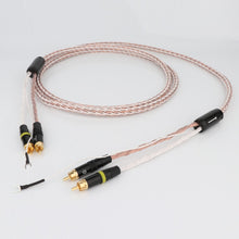 Load image into Gallery viewer, HiFi 8TC 7N OCC PHONO Cable Single Crystal Copper 2RCA to 2RCA Grounding U Shopper Grounding Plug-in Audio Phono Tonearm Cables

