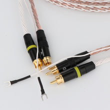 Load image into Gallery viewer, HiFi 8TC 7N OCC PHONO Cable Single Crystal Copper 2RCA to 2RCA Grounding U Shopper Grounding Plug-in Audio Phono Tonearm Cables
