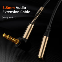 Load image into Gallery viewer, High Quality 3.5mm Jack AUX  Male to Female Extension Cable 90 Degree Right Angle Auxiliary Speaker Cable for PC Headphone
