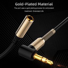 Load image into Gallery viewer, High Quality 3.5mm Jack AUX  Male to Female Extension Cable 90 Degree Right Angle Auxiliary Speaker Cable for PC Headphone
