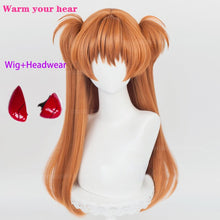 Load image into Gallery viewer, 68cm Long Asuka Langley Soryu Cosplay Anime EVA Long Two Color Styling Heat Resistant Hair Party Wig + a wig cap

