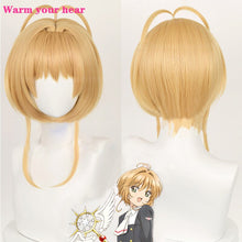 Load image into Gallery viewer, High Quality Anime Card Captors Sakura Sakura Kinomoto Cosplay Wig With Headwear Heat Resistant Hair Party Cute Wigs + Wig Cap
