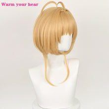 Load image into Gallery viewer, High Quality Anime Card Captors Sakura Sakura Kinomoto Cosplay Wig With Headwear Heat Resistant Hair Party Cute Wigs + Wig Cap
