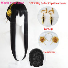 Load image into Gallery viewer, High Quality Anime SPY×FAMILY Yor Forger Cosplay Wig Heat Resistant Hair SPY FAMILY Halloween Party Role Play Wigs + a wig cap
