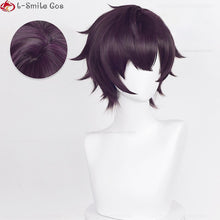 Load image into Gallery viewer, High Quality Vtuber Shoto Cosplay Wig Purple Black Short 30cm Heat Resistant Synthetic Hair Anime Halloween Party Wigs + Wig
