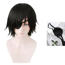 Load image into Gallery viewer, Himeno Cosplay Wig With Eyes Patch Anime Chainsaw Man Cosplay 30cm Black Short Hair Wig Heat Resistant Wig + a wig cap
