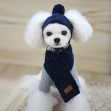 Load image into Gallery viewer, Hat for Dogs Winter Warm Stripes Knitted Hat+Scarf Collar Puppy Teddy Costume Christmas Clothes Santa Dog Costume
