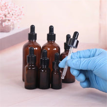 Load image into Gallery viewer, 5Pcs 5 -100ml Amber Glass Dropper Bottle Jars Vials With Pipette For Cosmetic Perfume Essential Oil Bottles

