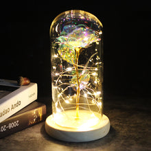 Load image into Gallery viewer, LED Enchanted Galaxy Rose Eternal 24K Gold Foil Flower With Fairy String Lights In Dome For Christmas Valentine's Day Gift

