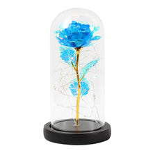 Load image into Gallery viewer, LED Enchanted Galaxy Rose Eternal 24K Gold Foil Flower With Fairy String Lights In Dome For Christmas Valentine's Day Gift

