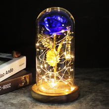 Load image into Gallery viewer, LED Enchanted Galaxy Rose Eternal 24K Gold Foil Flower With Fairy String Lights In Dome For Christmas Valentine's Day Gift
