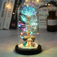 Load image into Gallery viewer, LED Enchanted Galaxy Rose Eternal 24K Gold Foil Flower With Fairy String Lights In Dome For Christmas Valentine's Day Gift
