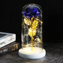 Load image into Gallery viewer, LED Enchanted Galaxy Rose Eternal 24K Gold Foil Flower With Fairy String Lights In Dome For Christmas Valentine's Day Gift
