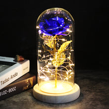 Load image into Gallery viewer, LED Enchanted Galaxy Rose Eternal 24K Gold Foil Flower With Fairy String Lights In Dome For Christmas Valentine's Day Gift
