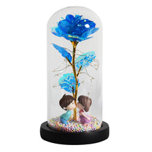 Load image into Gallery viewer, LED Enchanted Galaxy Rose Eternal 24K Gold Foil Flower With Fairy String Lights In Dome For Christmas Valentine's Day Gift
