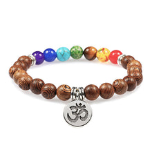 Load image into Gallery viewer, Men Bracelet Wooden Beads Cross 7 Chakra  Healing Balance Onyx Bracelets&amp;Bangles Owl Prayer Reiki Buddha Women Jewelry Homme
