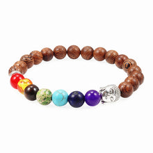 Load image into Gallery viewer, Men Bracelet Wooden Beads Cross 7 Chakra  Healing Balance Onyx Bracelets&amp;Bangles Owl Prayer Reiki Buddha Women Jewelry Homme
