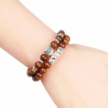 Load image into Gallery viewer, Men Bracelet Wooden Beads Cross 7 Chakra  Healing Balance Onyx Bracelets&amp;Bangles Owl Prayer Reiki Buddha Women Jewelry Homme
