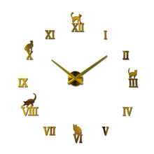 Load image into Gallery viewer, Design large decorative  s brief design   clocks digital watch quartz living room   cat wall stickers
